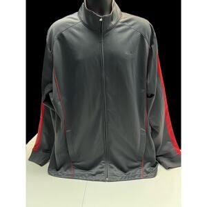 Reebok Men’s Full Zip Track Jacket Gray XXL Black Red Striped Sleeves Retro Y2K